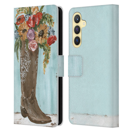 Haley Bush Floral Painting Boot Leather Book Wallet Case Cover For Samsung Galaxy S23 FE 5G