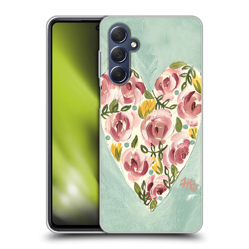 Haley Bush Floral Painting Valentine Heart Soft Gel Case for Samsung Galaxy M54 5G
