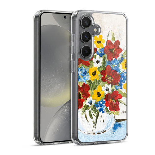 Haley Bush Floral Painting Patriotic Soft Gel Case for Samsung Galaxy S24 5G & MagSafe