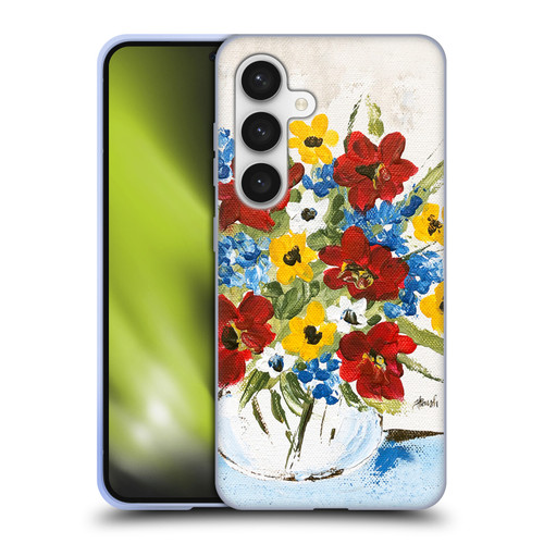 Haley Bush Floral Painting Patriotic Soft Gel Case for Samsung Galaxy S24 5G