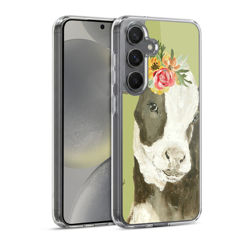 Haley Bush Floral Painting Holstein Cow Soft Gel Case for Samsung Galaxy S24 5G & MagSafe