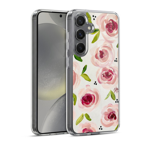 Haley Bush Floral Painting Pink Pattern Soft Gel Case for Samsung Galaxy S24 5G & MagSafe
