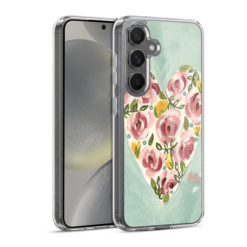 Haley Bush Floral Painting Valentine Heart Soft Gel Case for Samsung Galaxy S24 5G & MagSafe