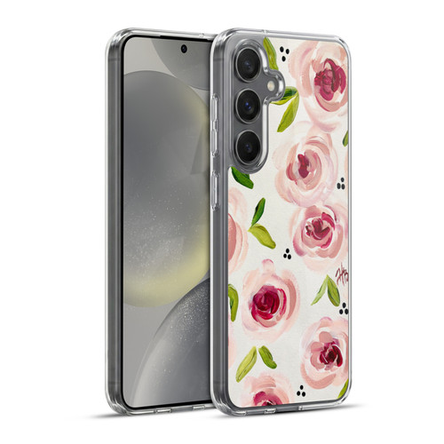 Haley Bush Floral Painting Pink Pattern Soft Gel Case for Samsung Galaxy S24+ 5G & MagSafe