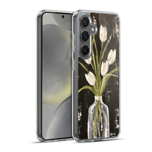Haley Bush Floral Painting White Tulips In Glass Jar Soft Gel Case for Samsung Galaxy S24+ 5G & MagSafe