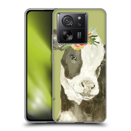 Haley Bush Floral Painting Holstein Cow Soft Gel Case for Xiaomi 13T 5G / 13T Pro 5G