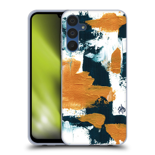 Haley Bush Pattern Painting Abstract Navy Gold White Soft Gel Case for Samsung Galaxy A15
