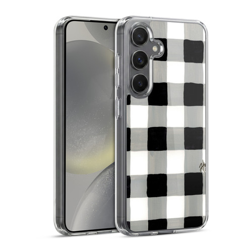 Haley Bush Pattern Painting Buffalo Check Black Soft Gel Case for Samsung Galaxy S24 5G & MagSafe