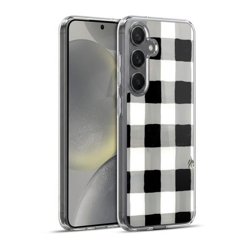 Haley Bush Pattern Painting Buffalo Check Black Soft Gel Case for Samsung Galaxy S24+ 5G & MagSafe