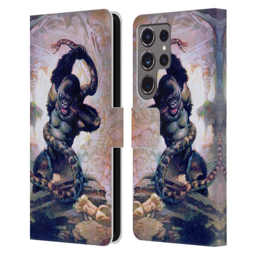 Frank Frazetta Fantasy Gorilla With Snake Leather Book Wallet Case Cover For Samsung Galaxy S24 Ultra 5G