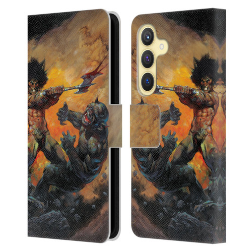 Frank Frazetta Medieval Fantasy Viking Slayer Leather Book Wallet Case Cover For Samsung Galaxy S24 5G