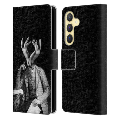 LouiJoverArt Black And White Sensitive Man Leather Book Wallet Case Cover For Samsung Galaxy S24 5G