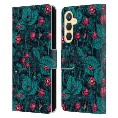 Katerina Kirilova Fruits & Foliage Patterns Wild Strawberries Leather Book Wallet Case Cover For Samsung Galaxy S23 FE 5G