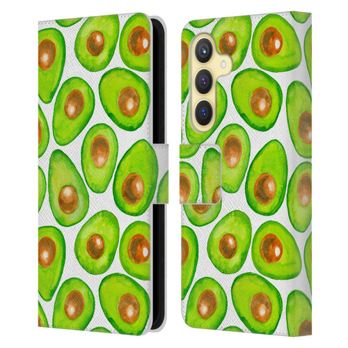 Katerina Kirilova Fruits & Foliage Patterns Avocado Leather Book Wallet Case Cover For Samsung Galaxy S24 5G