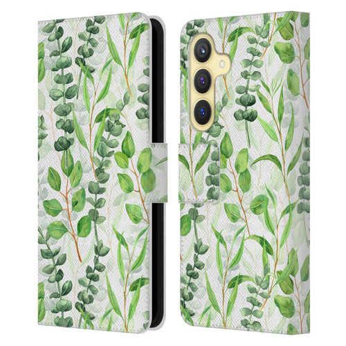 Katerina Kirilova Fruits & Foliage Patterns Eucalyptus Mix Leather Book Wallet Case Cover For Samsung Galaxy S24 5G