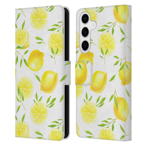 Katerina Kirilova Fruits & Foliage Patterns Lemons Leather Book Wallet Case Cover For Samsung Galaxy S24+ 5G