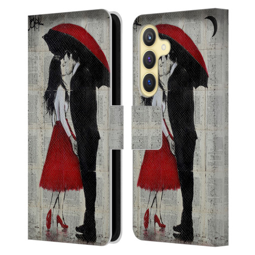 LouiJoverArt Red Ink A New Kiss Leather Book Wallet Case Cover For Samsung Galaxy S24 5G