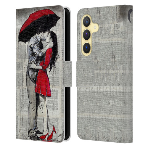 LouiJoverArt Red Ink A New Kiss 2 Leather Book Wallet Case Cover For Samsung Galaxy S24 5G