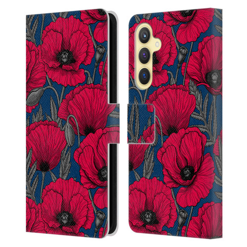 Katerina Kirilova Floral Patterns Night Poppy Garden Leather Book Wallet Case Cover For Samsung Galaxy S23 FE 5G