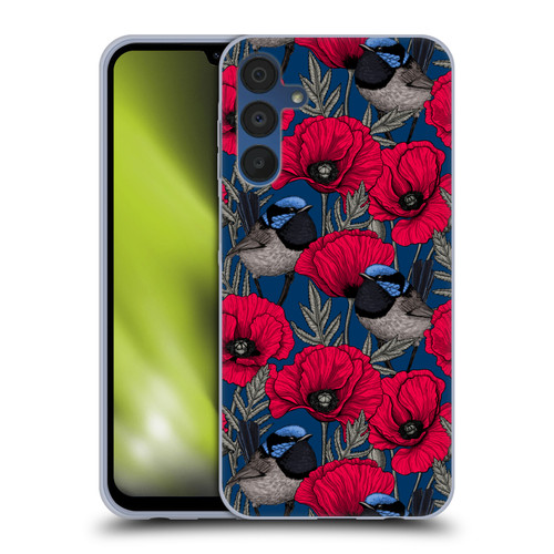 Katerina Kirilova Floral Patterns Fairy Wrens & Poppies Soft Gel Case for Samsung Galaxy A15