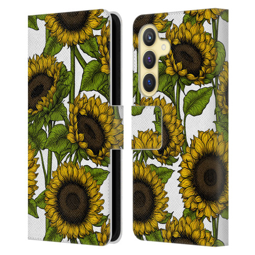 Katerina Kirilova Floral Patterns Sunflowers Leather Book Wallet Case Cover For Samsung Galaxy S24 5G