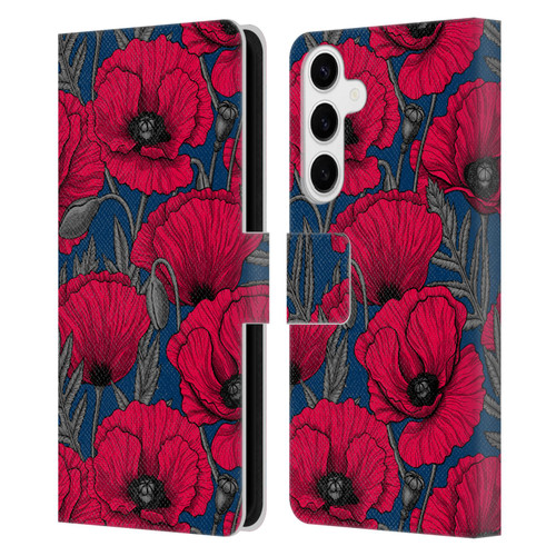 Katerina Kirilova Floral Patterns Night Poppy Garden Leather Book Wallet Case Cover For Samsung Galaxy S24+ 5G