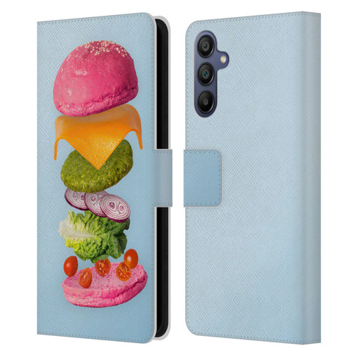 Pepino De Mar Foods Burger 2 Leather Book Wallet Case Cover For Samsung Galaxy A15
