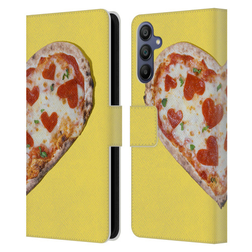 Pepino De Mar Foods Heart Pizza Leather Book Wallet Case Cover For Samsung Galaxy A15