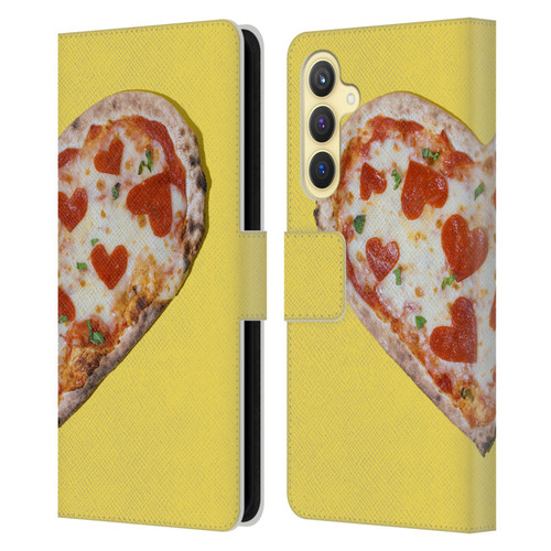 Pepino De Mar Foods Heart Pizza Leather Book Wallet Case Cover For Samsung Galaxy S23 FE 5G