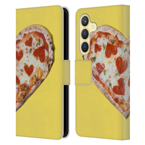 Pepino De Mar Foods Heart Pizza Leather Book Wallet Case Cover For Samsung Galaxy S24 5G