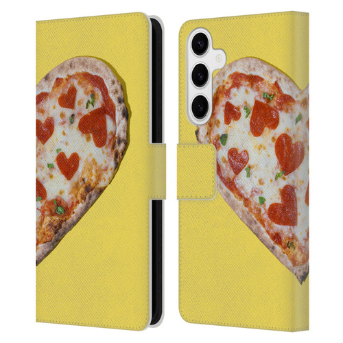 Pepino De Mar Foods Heart Pizza Leather Book Wallet Case Cover For Samsung Galaxy S24+ 5G