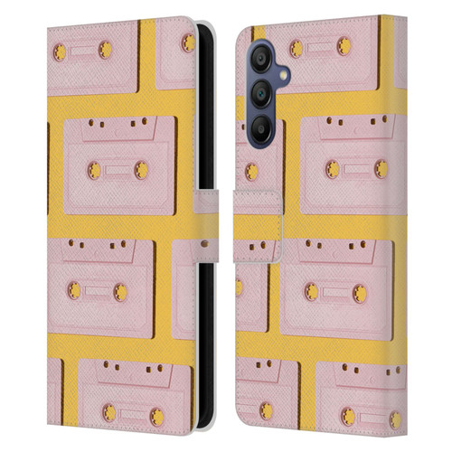 Pepino De Mar Patterns 2 Cassette Tape Leather Book Wallet Case Cover For Samsung Galaxy A15