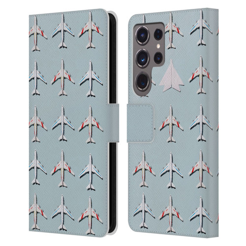 Pepino De Mar Patterns 2 Airplane Leather Book Wallet Case Cover For Samsung Galaxy S24 Ultra 5G