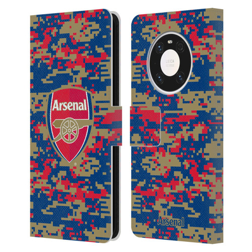 Arsenal FC Crest Patterns Digital Camouflage Leather Book Wallet Case Cover For Huawei Mate 40 Pro 5G