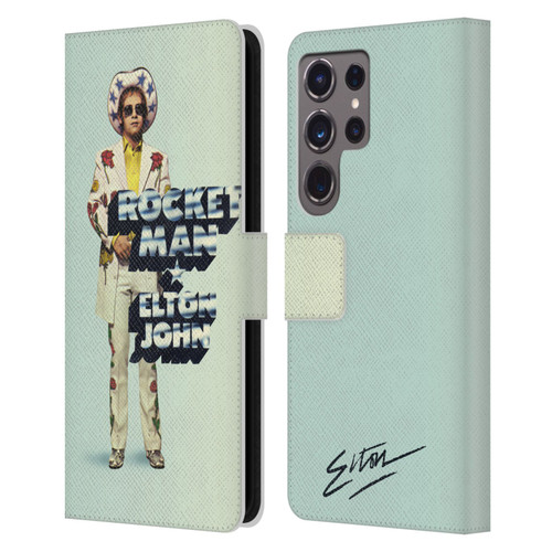 Elton John Artwork Rocket Man Single Leather Book Wallet Case Cover For Samsung Galaxy S24 Ultra 5G
