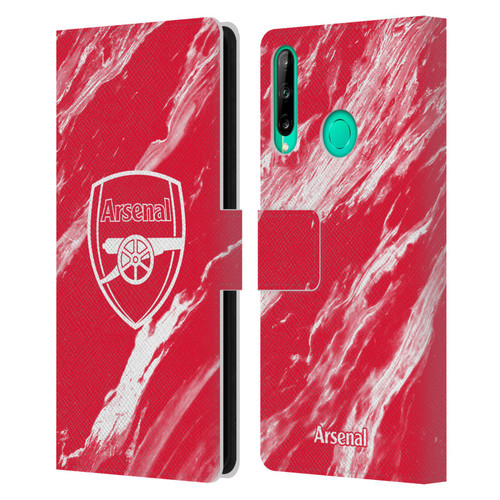 Arsenal FC Crest Patterns Red Marble Leather Book Wallet Case Cover For Huawei P40 lite E
