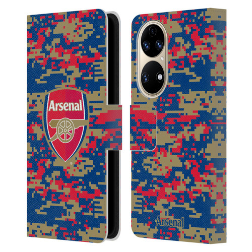 Arsenal FC Crest Patterns Digital Camouflage Leather Book Wallet Case Cover For Huawei P50