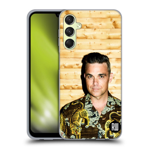 Robbie Williams Calendar Tiger Print Shirt Soft Gel Case for Samsung Galaxy A24 4G / Galaxy M34 5G
