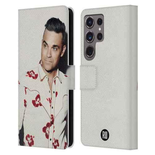 Robbie Williams Calendar Floral Shirt Leather Book Wallet Case Cover For Samsung Galaxy S24 Ultra 5G
