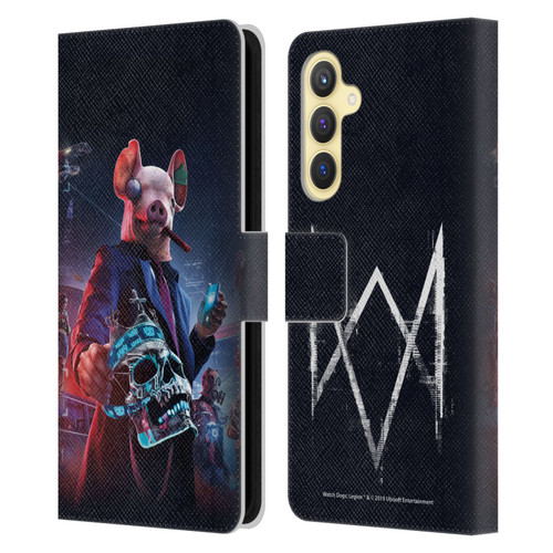 Watch Dogs Legion Artworks Winston Skull Leather Book Wallet Case Cover For Samsung Galaxy S23 FE 5G