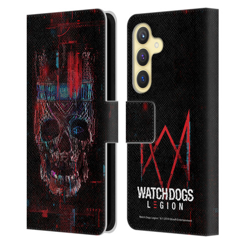 Watch Dogs Legion Key Art Skull Glitch Leather Book Wallet Case Cover For Samsung Galaxy S24 5G