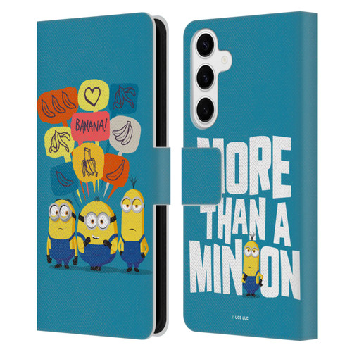 Minions Rise of Gru(2021) Graphics Speech Bubbles Leather Book Wallet Case Cover For Samsung Galaxy S24+ 5G