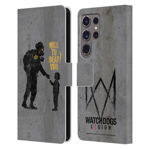 Watch Dogs Legion Street Art Nice To Beat You Leather Book Wallet Case Cover For Samsung Galaxy S24 Ultra 5G