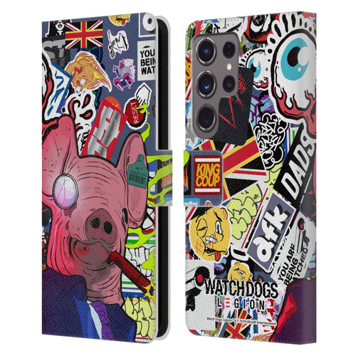 Watch Dogs Legion Street Art Winston Stickerbomb Leather Book Wallet Case Cover For Samsung Galaxy S24 Ultra 5G