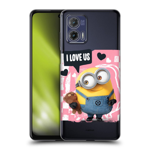 Minions Rise of Gru(2021) Valentines 2021 Bob Loves Bear Soft Gel Case for Motorola Moto G73 5G