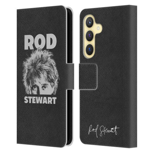 Rod Stewart Art Black And White Leather Book Wallet Case Cover For Samsung Galaxy S24 5G