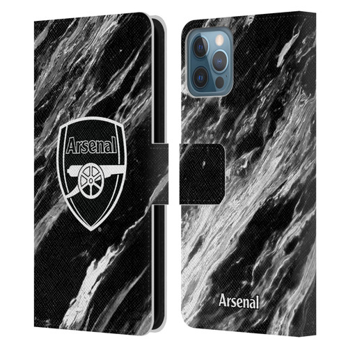 Arsenal FC Crest Patterns Marble Leather Book Wallet Case Cover For Apple iPhone 12 / iPhone 12 Pro
