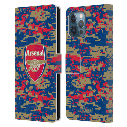 Arsenal FC Crest Patterns Digital Camouflage Leather Book Wallet Case Cover For Apple iPhone 12 Pro Max