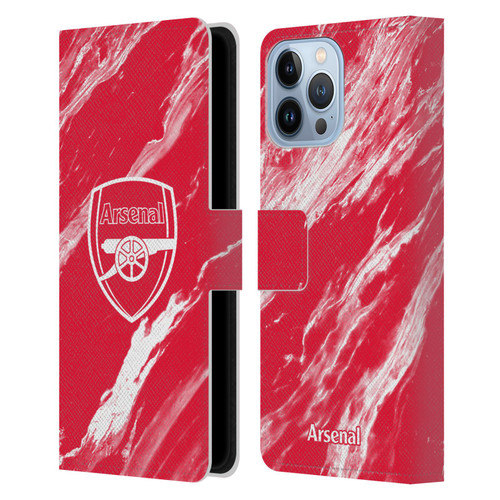 Arsenal FC Crest Patterns Red Marble Leather Book Wallet Case Cover For Apple iPhone 13 Pro Max