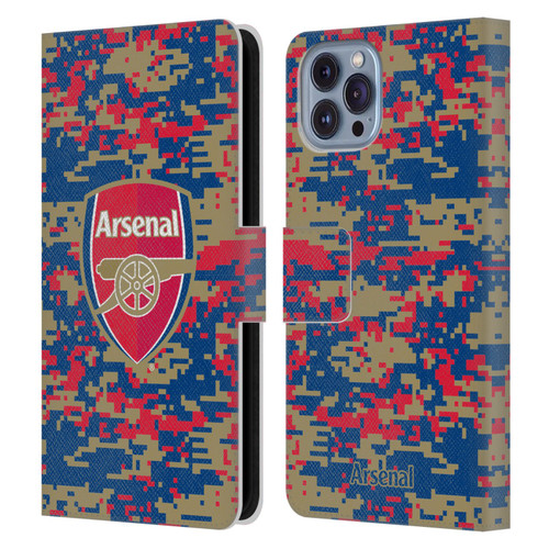 Arsenal FC Crest Patterns Digital Camouflage Leather Book Wallet Case Cover For Apple iPhone 14